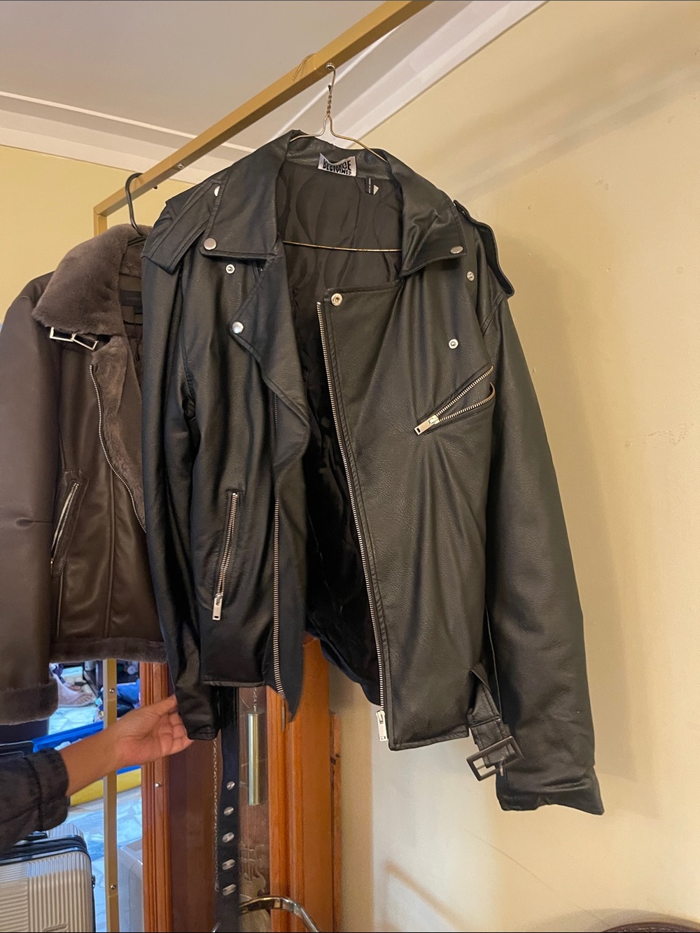 Reclaimed Vintage Black Faux Leather Motorcycle Jacket
